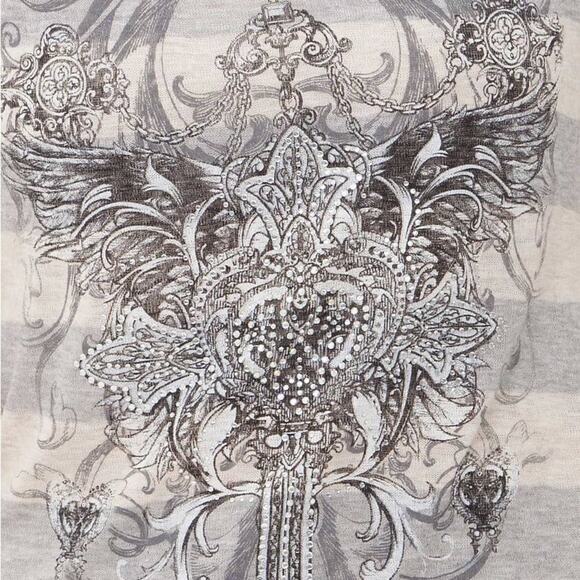 Angels & Diamonds Wing graphic tank metallic thread Rhinestone accents Small - Picture 3 of 8